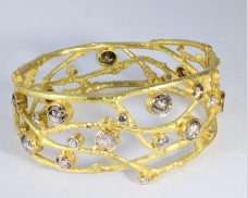 Hinged Twig Bracelet with Diamonds