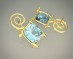 18k Twig Earrings Faceted Blue Topaz 