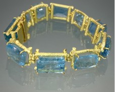 Cordwood Link Aquamarine Bracet