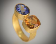 Yellow & Blue Sapphire Two Stone Ring