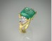 Large Emerald Three Stone Setting Twig Ring