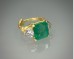 Large Emerald Three Stone Setting Twig Ring