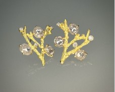 Rose Cut Diamond Branch Earrings 