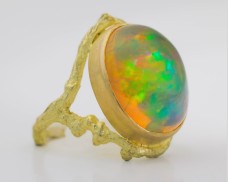 Ethiopian Opal Cabochon Twig Ring