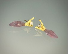 Raw Sapphire Twig Earrings