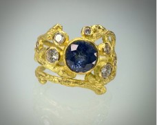 Bezel-Set Sapphire Nest Ring with Diamonds