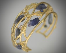 Sapphire & 18K Twig Cuff 