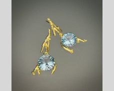 Concave Faceted Topaz Drop Earrings